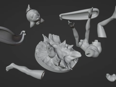 Cream the Rabbit Sonic bunny girl furry statue - Backsplash A 3D Model