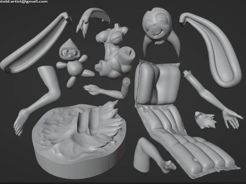 Vanilla the Rabbit ソニック バニーガール ファーリー スタチュー チャオ - マットレス A 3Dモデル