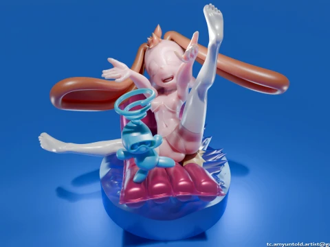 토끼 크림 소닉 토끼 소녀 모피 조각상 차오 - 매트리스 B 3D 모델