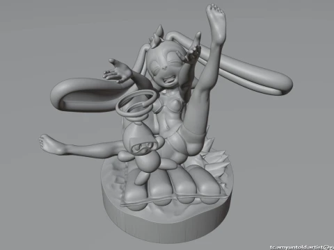 토끼 크림 소닉 토끼 소녀 모피 조각상 차오 - 매트리스 B 3D 모델