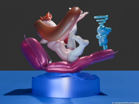 토끼 크림 소닉 토끼 소녀 모피 조각상 차오 - 매트리스 B 3D 모델