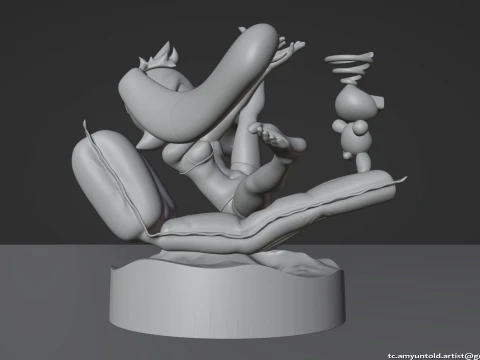 토끼 크림 소닉 토끼 소녀 모피 조각상 차오 - 매트리스 B 3D 모델