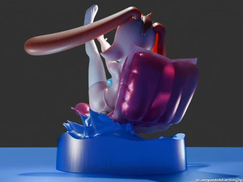 토끼 크림 소닉 토끼 소녀 모피 조각상 차오 - 매트리스 B 3D 모델