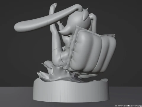 토끼 크림 소닉 토끼 소녀 모피 조각상 차오 - 매트리스 B 3D 모델