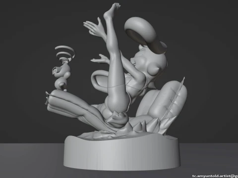 토끼 크림 소닉 토끼 소녀 모피 조각상 차오 - 매트리스 B 3D 모델