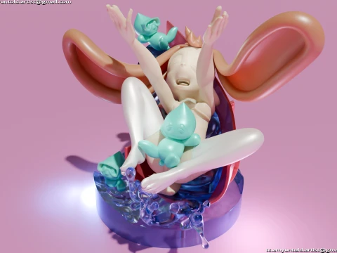 토끼 크림 소닉 버니걸 모피 조각상 차오 - 워터슬라이드 A 3D 모델