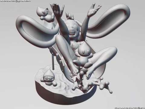 토끼 크림 소닉 버니걸 모피 조각상 차오 - 워터슬라이드 A 3D 모델