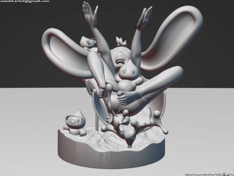 토끼 크림 소닉 버니걸 모피 조각상 차오 - 워터슬라이드 A 3D 모델