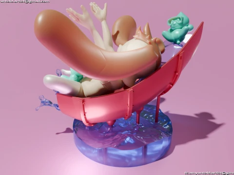토끼 크림 소닉 버니걸 모피 조각상 차오 - 워터슬라이드 A 3D 모델