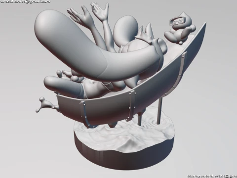 토끼 크림 소닉 버니걸 모피 조각상 차오 - 워터슬라이드 A 3D 모델