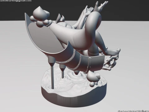 토끼 크림 소닉 버니걸 모피 조각상 차오 - 워터슬라이드 A 3D 모델