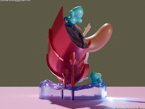 토끼 크림 소닉 버니걸 모피 조각상 차오 - 워터슬라이드 A 3D 모델