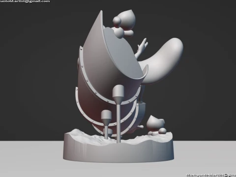 토끼 크림 소닉 버니걸 모피 조각상 차오 - 워터슬라이드 A 3D 모델