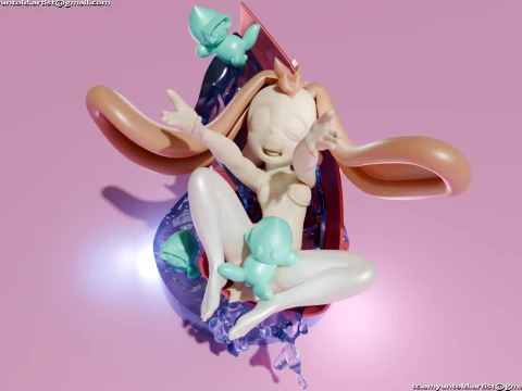 토끼 크림 소닉 버니걸 모피 조각상 차오 - 워터슬라이드 A 3D 모델