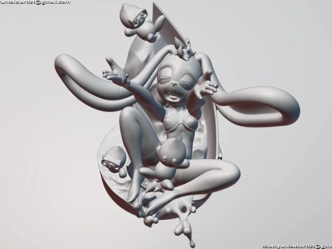 토끼 크림 소닉 버니걸 모피 조각상 차오 - 워터슬라이드 A 3D 모델