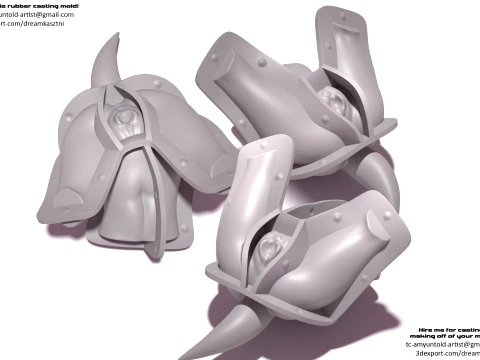 Rubber Casting Mold - Furry Female Adult Waist - thin multiple parts 3D Model