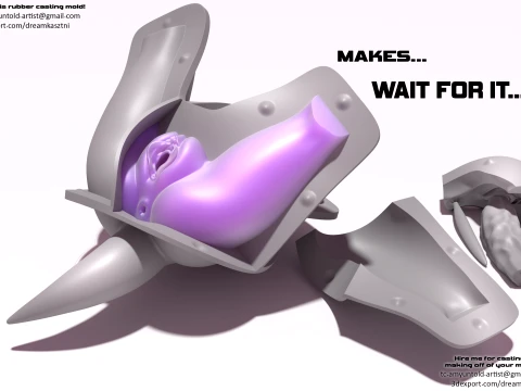 Rubber Casting Mold - Furry Female Adult Waist - thin multiple parts 3D Model