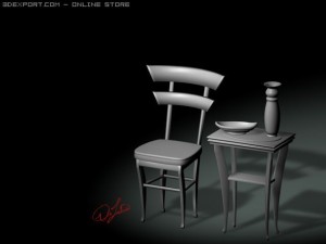table chair set Modello 3D