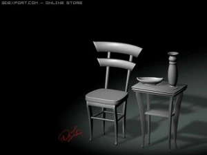 zestaw krzeseł stołowych Model 3D