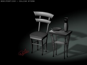 table chair set Modelo 3D