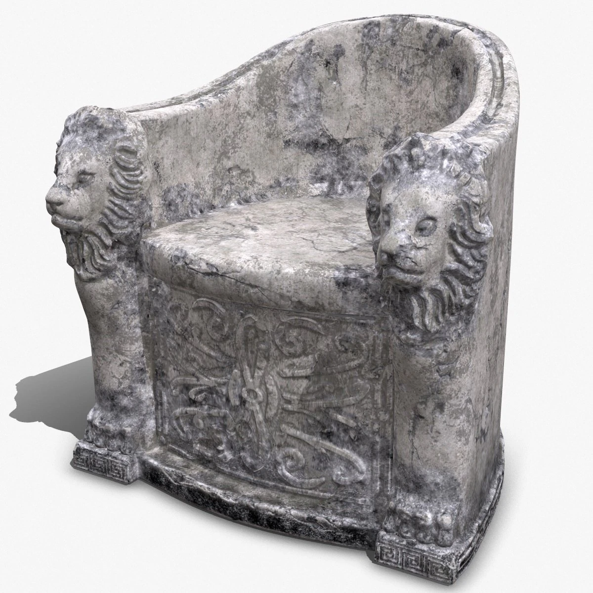 3d roman stone chair high poly 3D Model .c4d .max .obj .3ds .fbx .stl .blend 