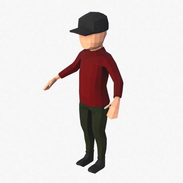 boy in red shirt rigged 3D Модель .c4d .max .obj .3ds .fbx .stl .blend 