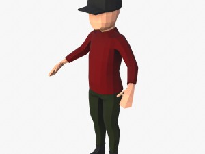 boy in red shirt rigged Model 3D