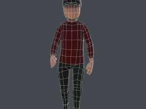 boy in red shirt rigged 3D Model