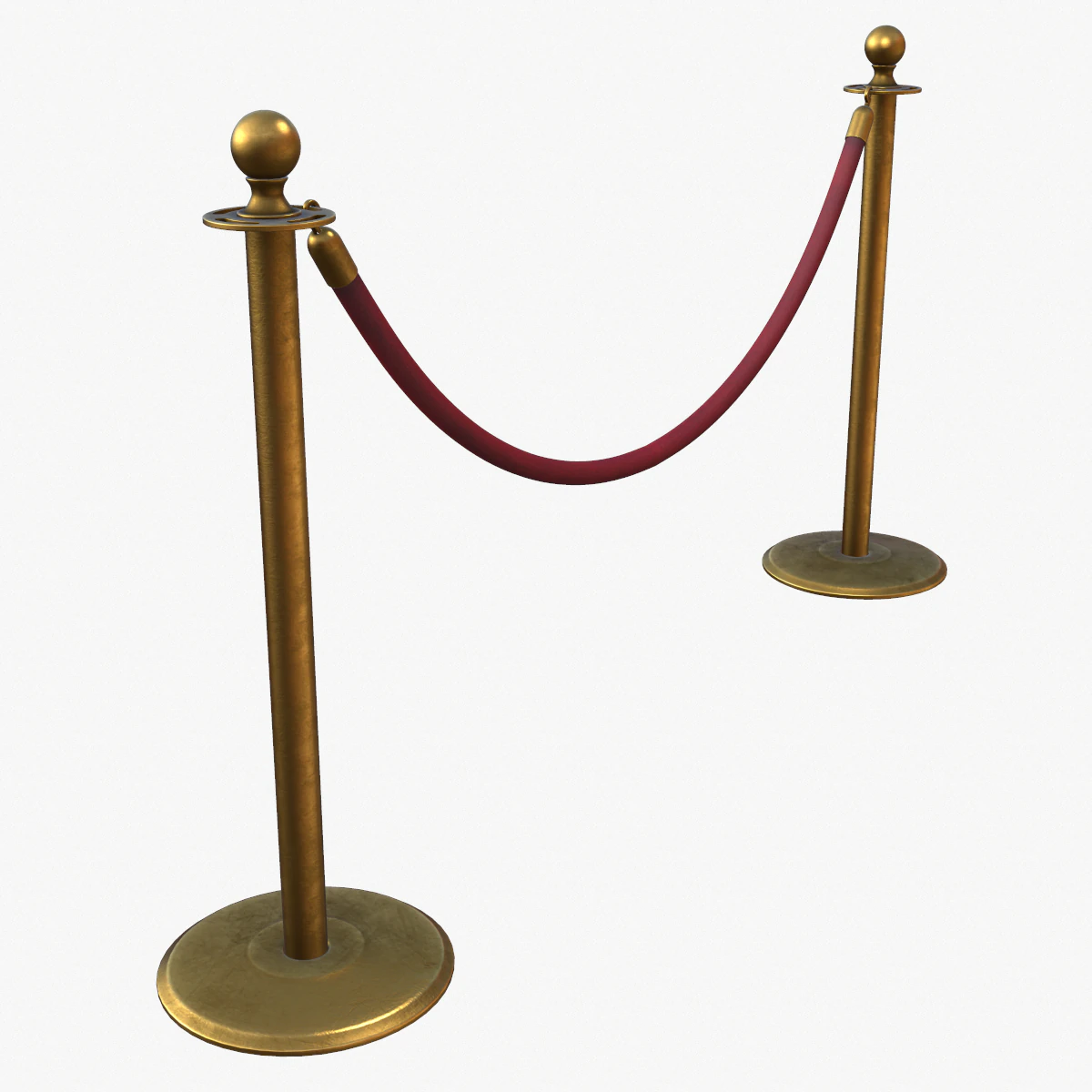 stanchion and velvet rope 3D Model .c4d .max .obj .3ds .fbx .stl .blend 