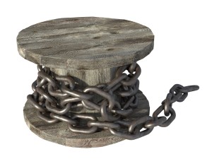 steel chain and spool pbr Model 3D