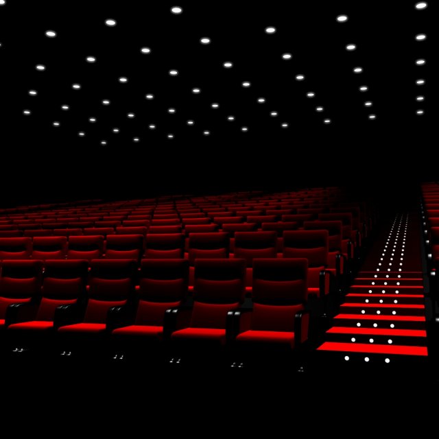 movie theater with screen 3D 모델 .c4d .max .obj .3ds .fbx .stl .blend 