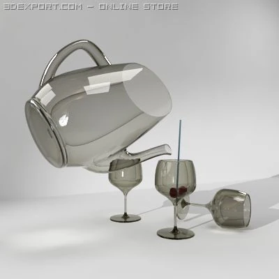 jug  wine glass 3D Model .c4d .max .obj .3ds .fbx .stl .blend 