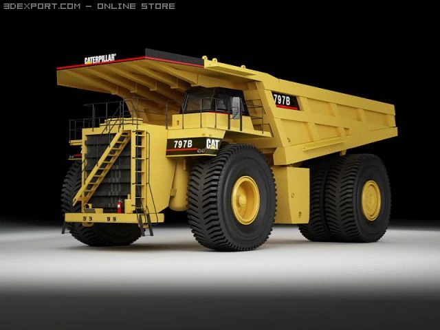 caterpillar 797b mining truck 3D Model .c4d .max .obj .3ds .fbx .stl .blend 