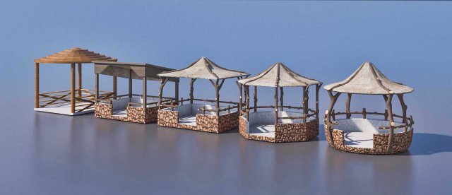 arbor models -5 different models low-poly Modelo 3D .c4d .max .obj .3ds .fbx .stl .blend 