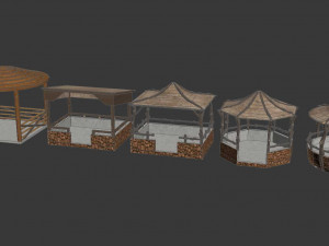 arbor models -5 different models low-poly Modelo 3D