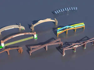 farklı t&uuml;rde kapı paketi vr - ar - d&uuml;ş&uuml;k poli 3D Model