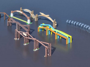 pack of different type of gate s vr - ar - low-poly 3D Model