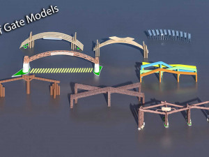 pack of different type of gate s vr - ar - low-poly 3D Model