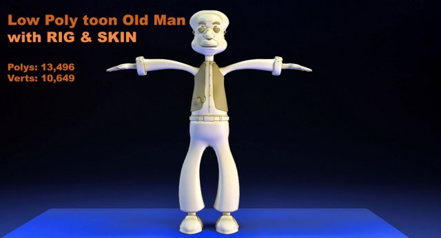low poly toon old man vr - ar - low-poly 3D Model .c4d .max .obj .3ds .fbx .stl .blend 