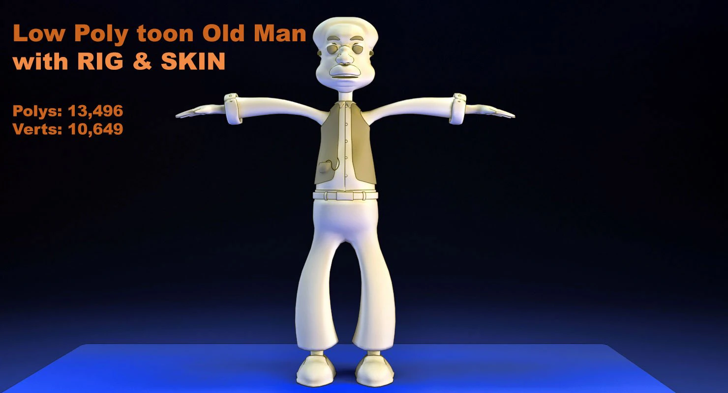 low poly toon old man vr - ar - low-poly 3D Model .c4d .max .obj .3ds .fbx .stl .blend 