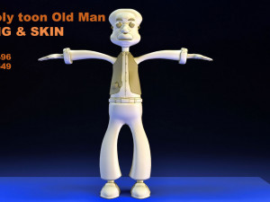 low poly toon old man vr - ar - low-poly Model 3D