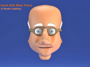 low poly toon old man face vr - ar - low-poly 3D Model