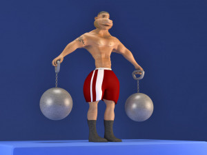 toon muscle man 3D Model