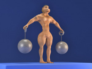 toon muscle man 3D Model
