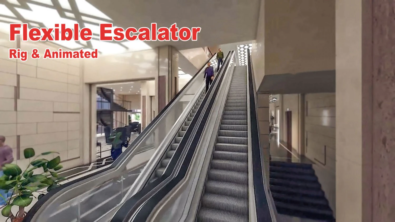 flexible escalator 3D Model .c4d .max .obj .3ds .fbx .stl .blend 