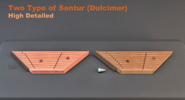 high detailed santur 3D Model .c4d .max .obj .3ds .fbx .stl .blend 
