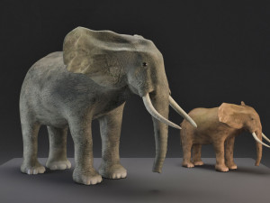 elephant mom and child vr - ar - low-poly Modèle 3D