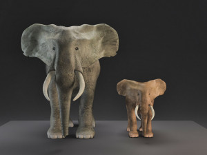 elephant mom and child vr - ar - low-poly Modèle 3D