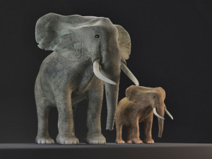 elephant mom and child vr - ar - low-poly Modèle 3D