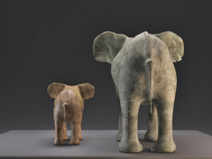 elephant mom and child vr - ar - low-poly Modèle 3D